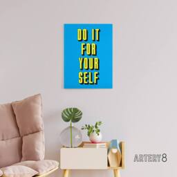 "Artery8 Do It For Yourself Retro Yellow Blue Bold Simple Canvas Wall Art Print - Size: W24"" x H32""" - thumbnail 3