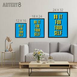 "Artery8 Do It For Yourself Retro Yellow Blue Bold Simple Canvas Wall Art Print - Size: W24"" x H32""" - thumbnail 4