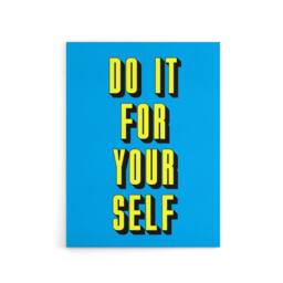 "Artery8 Do It For Yourself Retro Yellow Blue Bold Simple Canvas Wall Art Print - Size: W24"" x H32""" - thumbnail 1
