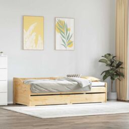 Berkfield Home Daybed with Trundle without Mattress IRUN 90x200 cm in Brown - thumbnail 3