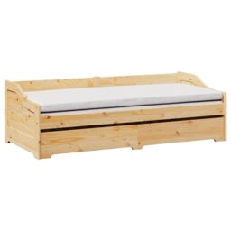 Berkfield Home Daybed with Trundle without Mattress IRUN 90x200 cm in Brown - thumbnail 4