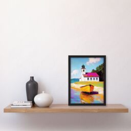 Artery8 Boat by Small German Chapel Coastal Landscape Framed Art Print - Size: A4 - thumbnail 4