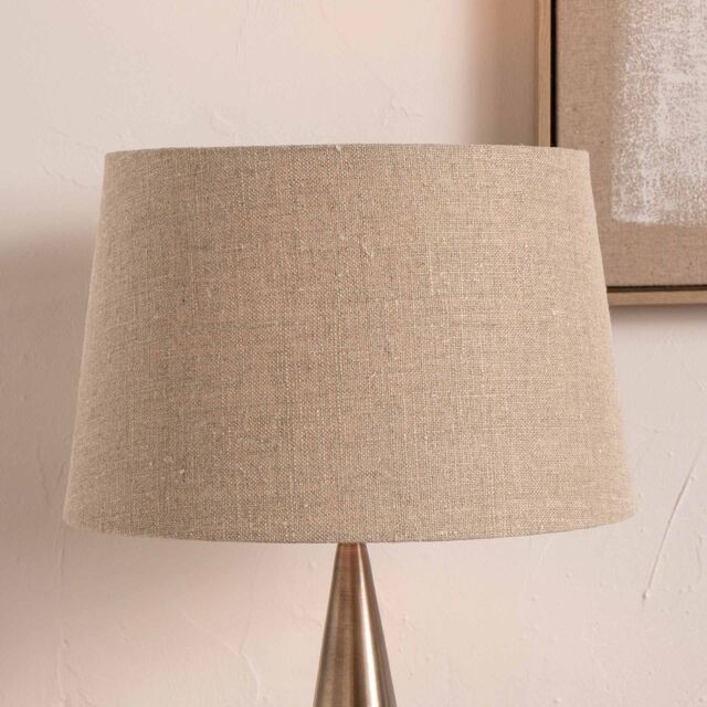 Ruma Soft Brown Natural Linen Tapered Shade for Table Lamp in Beige - Size: 12 inches - image 1