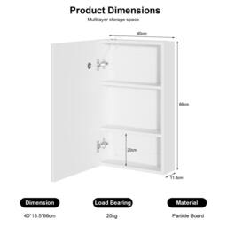 KEEPREAPER Sleek LED Bathroom Cabinet With Mirror & Anti Fog Feature in White - thumbnail 4