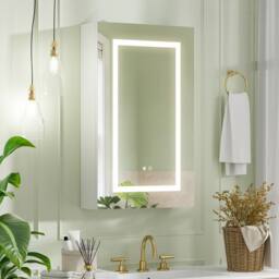 KEEPREAPER Sleek LED Bathroom Cabinet With Mirror & Anti Fog Feature in White - thumbnail 1