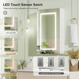 KEEPREAPER Sleek LED Bathroom Cabinet With Mirror & Anti Fog Feature in White - thumbnail 8