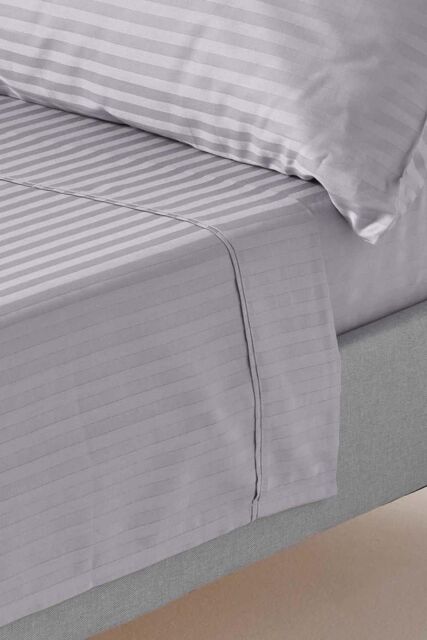 Homescapes Egyptian Cotton Satin Stripe Flat Sheet 330 Thread Count in Grey - Size: Single Flat - image 1