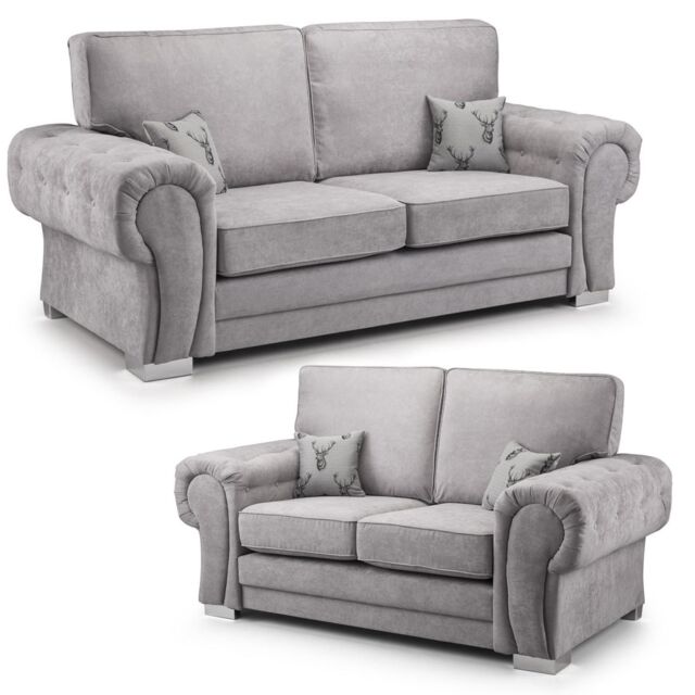Furnishings For Less UK Milan Fabric Sofa Suite 3 & 2 Seater Sofa Set Full Back in Grey - image 1