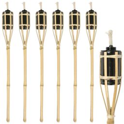 Harbour Housewares Bamboo Garden Fire Torches - Pack of 6 in Natural