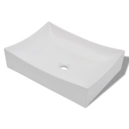 Berkfield Home Bathroom Ceramic Porcelain Sink Art Basin White High Gloss - thumbnail 2