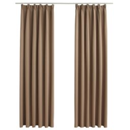 Berkfield Home Blackout Curtains with Hooks 2 pcs Taupe 140x225 cm - thumbnail 2