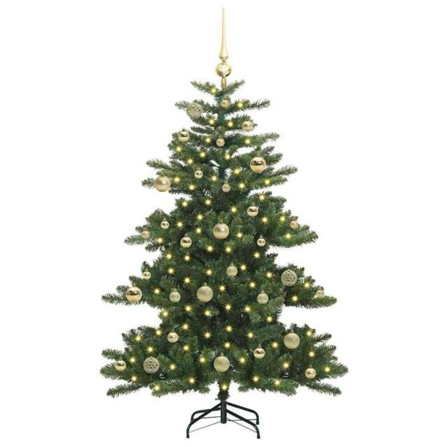 Berkfield Home Elegant Artificial Hinged Christmas Tree with 150 LEDs 150 cm PVC in Green - image 1