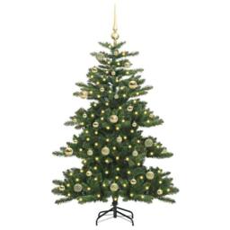 Berkfield Home Elegant Artificial Hinged Christmas Tree with 150 LEDs 150 cm PVC in Green - thumbnail 1