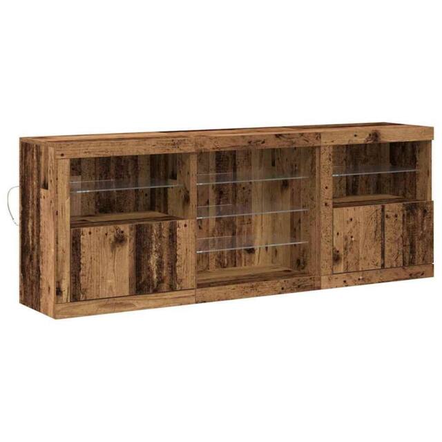 Berkfield Home Sideboard with LED Lights Old Wood 181, 5x37x67 cm Engineered Wood in Brown - Size: 5 x 37 x 67 cm - image 1