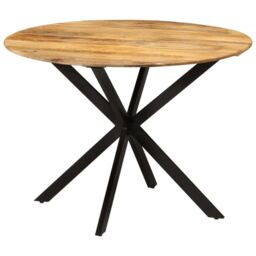 Berkfield Home Dining Table Ã˜110x78 cm Solid Wood Mango & Steel in Brown - Size: 110x78 cm - thumbnail 1