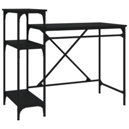 Berkfield Home Desk with Shelves Black 105x50x90 cm Engineered Wood&Iron - Size: 105 x 50 x 90 cm - thumbnail 2