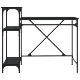 Berkfield Home Desk with Shelves Black 105x50x90 cm Engineered Wood&Iron - Size: 105 x 50 x 90 cm - thumbnail 5