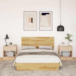 Berkfield Home Bed Frame with Headboard without Mattress 120x200 cm Solid Wood Oak in Brown - Size: Small Double - thumbnail 4