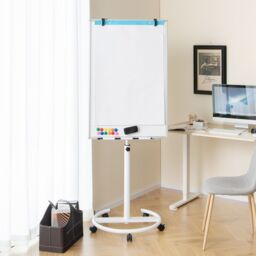 Costway Mobile Magnetic Whiteboard Height-Adjustable Dry Erase Board on Wheels 100X65 cm in White - thumbnail 2