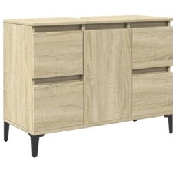 Berkfield Home Sink Cabinet Sonoma Oak 80x33x60 cm Engineered Wood in Brown - Size: 80 x 33 x 60 cm - thumbnail 2