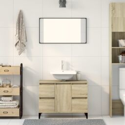 Berkfield Home Sink Cabinet Sonoma Oak 80x33x60 cm Engineered Wood in Brown - Size: 80 x 33 x 60 cm - thumbnail 3