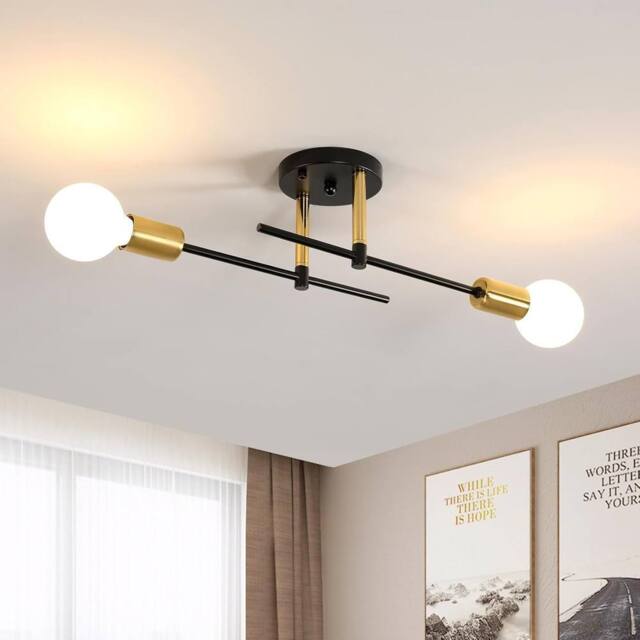 Goeco Ceiling Light Vintag, E27, Modern Chandelier for Living Room Bedroom in Metallic Gold