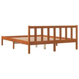 Berkfield Home Bed Frame without Mattress Wax Brown 150x200 cm King Size Solid Wood Pine - thumbnail 6