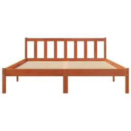 Berkfield Home Bed Frame without Mattress Wax Brown 150x200 cm King Size Solid Wood Pine - thumbnail 4