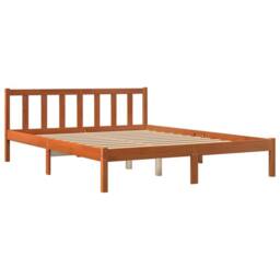 Berkfield Home Bed Frame without Mattress Wax Brown 150x200 cm King Size Solid Wood Pine - thumbnail 3