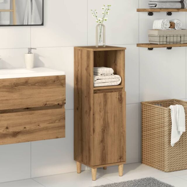 Berkfield Home Bathroom Cabinet Artisan Oak 30x30x100 cm Engineered Wood in Brown - Size: 30 x 30 x 100 cm - image 1