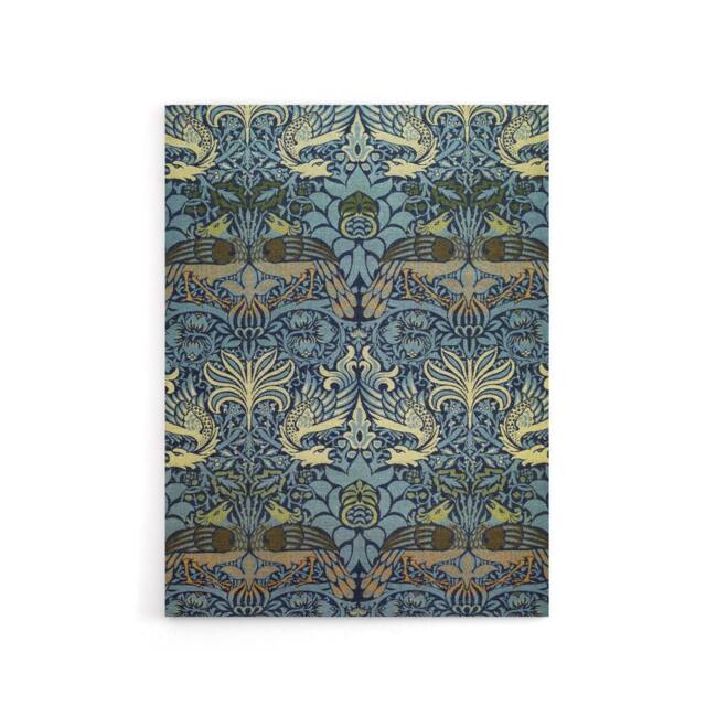 "Artery8 Peacock & Dragon Pattern Canvas Wall Art Print William Morris in Blue - Size: W18"" x H24""" - image 1