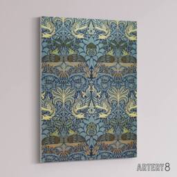 "Artery8 Peacock & Dragon Pattern Canvas Wall Art Print William Morris in Blue - Size: W18"" x H24""" - thumbnail 2