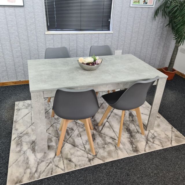 KOSY KOALA Kitchen Dining Table With 4 Chairs, Wooden table & Padded Chairs in Grey - Size: 140 cm x 80 cm - image 1