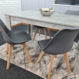 KOSY KOALA Kitchen Dining Table With 4 Chairs, Wooden table & Padded Chairs in Grey - Size: 140 cm x 80 cm - thumbnail 5