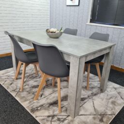 KOSY KOALA Kitchen Dining Table With 4 Chairs, Wooden table & Padded Chairs in Grey - Size: 140 cm x 80 cm - thumbnail 3