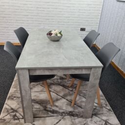 KOSY KOALA Kitchen Dining Table With 4 Chairs, Wooden table & Padded Chairs in Grey - Size: 140 cm x 80 cm - thumbnail 4
