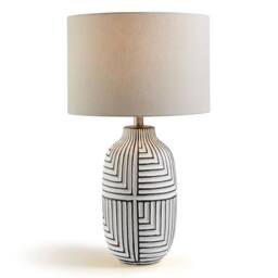 FurnitureboxUK Maze Grey & Black Patterned Ceramic Round Table Lamp - thumbnail 5