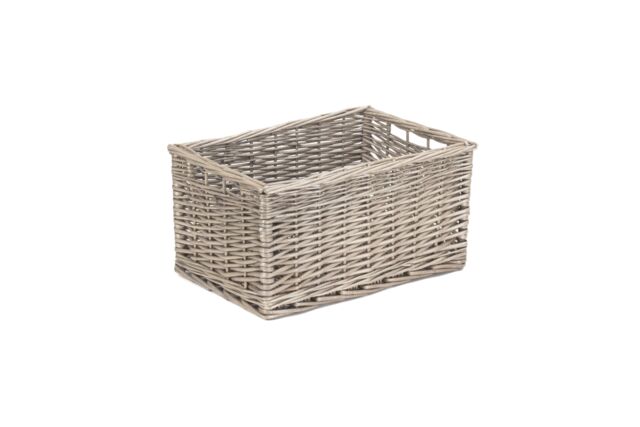 Red Hamper Wicker Antique Wash Lined Open Storage Basket in Light Brown - Size: Small - image 1