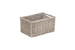 Red Hamper Wicker Antique Wash Lined Open Storage Basket in Light Brown - Size: Small - thumbnail 1
