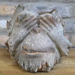Gifts Direct 2 U Resin Monkey Head Planter - 'See No Evil' in Stone - thumbnail 3