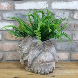 Gifts Direct 2 U Resin Monkey Head Planter - 'See No Evil' in Stone - thumbnail 2