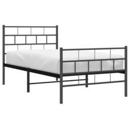 Berkfield Home Metal Bed Frame with Headboard & Footboard Black 90x190 cm Single - thumbnail 3