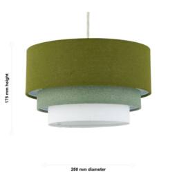 First Choice Lighting Gabi - Sage Green Ombre Linen 3 Tier Ceiling Light Shade - thumbnail 6