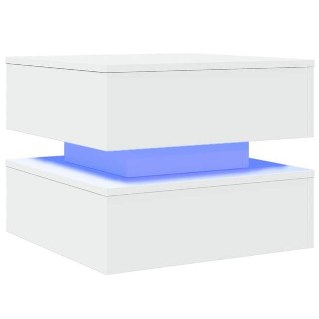 Berkfield Home Modern Coffee Table with LED Lights White 50x50x40 cm - Size: 50 x 50 x 40 cm - image 1