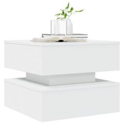 Berkfield Home Modern Coffee Table with LED Lights White 50x50x40 cm - Size: 50 x 50 x 40 cm - thumbnail 6
