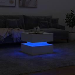 Berkfield Home Modern Coffee Table with LED Lights White 50x50x40 cm - Size: 50 x 50 x 40 cm - thumbnail 5