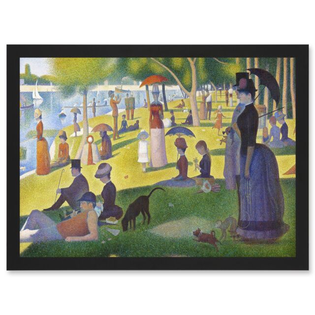 Artery8 Seurat Sunday Afternoon La Grande Jatte Painting Artwork Framed Wall Art Print A4 in Black - image 1