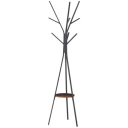 HOMCOM Free Standing Coat Rack Metal Shelf Holder Stand Display Clothes Hat in Brown - thumbnail 2