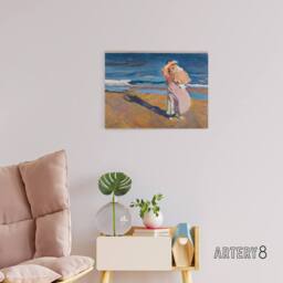 "Artery8 Sorolla Fisherwomen With Her Son Canvas Wall Art Print - Size: W18"" x H24""" - thumbnail 3