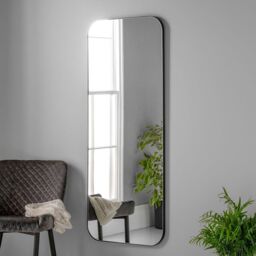 Yearn Mirrors Large Full Length Black Radius Corner Mirror 150x60cm - Size: 150x60 cm - thumbnail 1